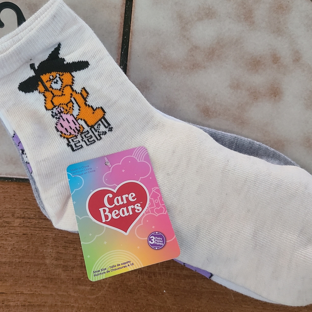 Care Bears Halloween Multicolour Socks, 3 Pair NWT Shoe Size 4 - 10